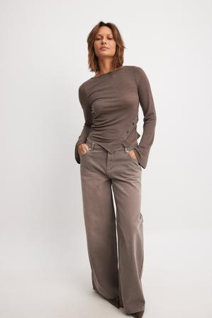 NA-KD Jean ample à taille mi-haute - Jeans slouchy - Brun - EU 42