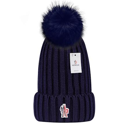 Mångsidig vintermössa i ull varm ullmössa stickad mössa i ullboll mörkblå mörkblå dark blue moncler Small label