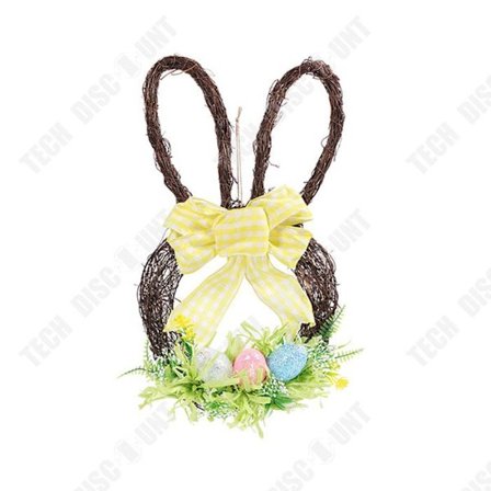 Festlig dekoration - TECH DISCOUNT - Påsk-kaninhuvud - Naturlig rotting - 26cm - Utomhus