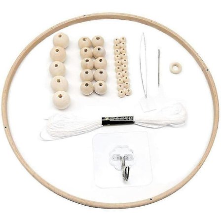 41 kpl DIY Puinen Mobile-kehys askarteluun Luonnonpuu Mobile-ripustin Mobile-setti Puiset helmet Tuulikello