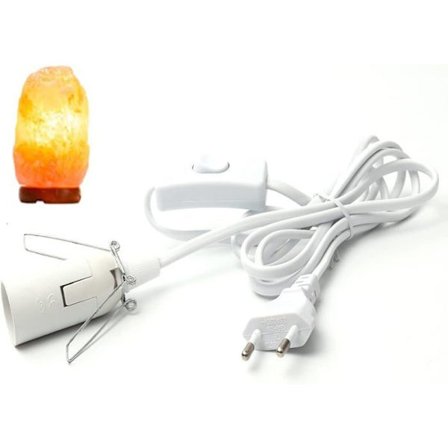 Saltlampskabel med strömbrytare - E14-1,8m - Saltlampssockel, Vit