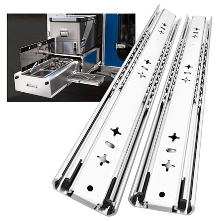 Kraftige skuffeskinner, belastningskapacitet op til 120 kg, uden lås, udtræk 650 mm, 1 par (2 stk.)