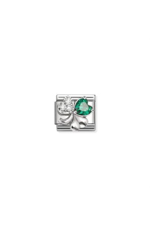 SYMBOLS 925 Sterling Silver and CZ White and Green Clover