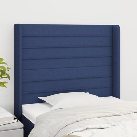 Vidaxl Huvudgavel Med Kanter Blå 93x16x118/128 Cm Tyg Blå