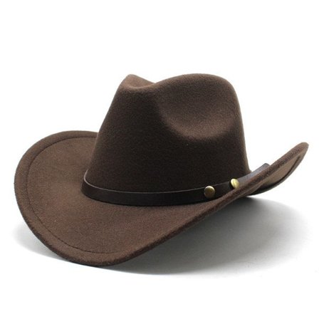 American Western Cowboy Hat Felt Hat for Men and Women Riding Hat Rolled Brim Imitation Wool Jazz Hat Cowboy Hat Khaki