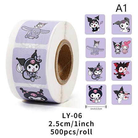 Rull med 500 tegnede tape-klistremerker Sanrio-klistremerker