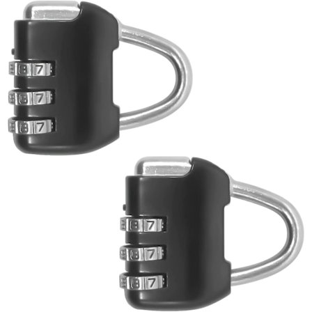 3-sifret kombinasjonslås vanntett tilbakestillbar kodelås koffert kombinasjonslås kodet hengelås liten siffer skap hengelås (2 stk, svart)