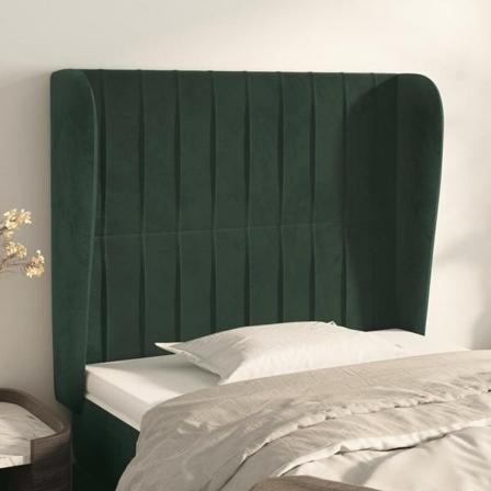 Vidaxl Huvudgavel Med Kanter Mörkgrön 83x23x118/128 Cm Sammet Grön