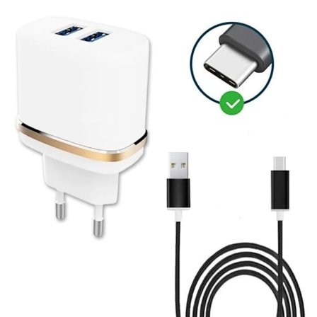 Laddare - SVART - Laddarpaket + Typ C-kabel - 2 USB-portar - 3,1A - För Samsung Galaxy A52 5G