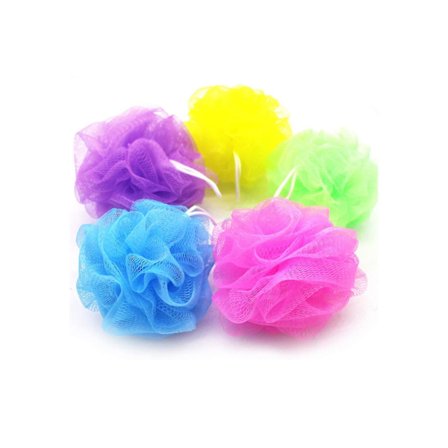 5 stk. Mesh Pouf Badesvamp, Badesvamp Bruse Loofah Bolde, Mesh Loofah Krops Peeling Brusebold Tilfældig Farve