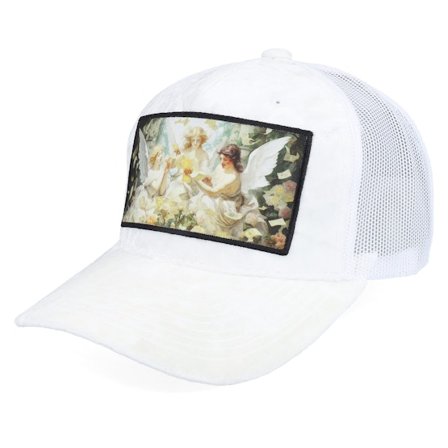 Calza Pennello - Bianco trucker Cappellino - Angels & Money Velvet White/White A-frame Trucker @ Hatstore