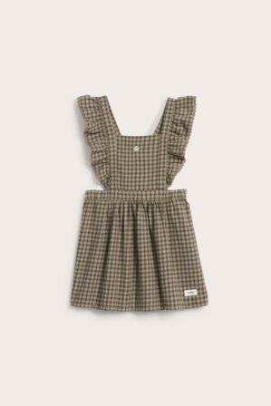 Newbie | Sukienka ogrodniczka w kratę | Brązowy