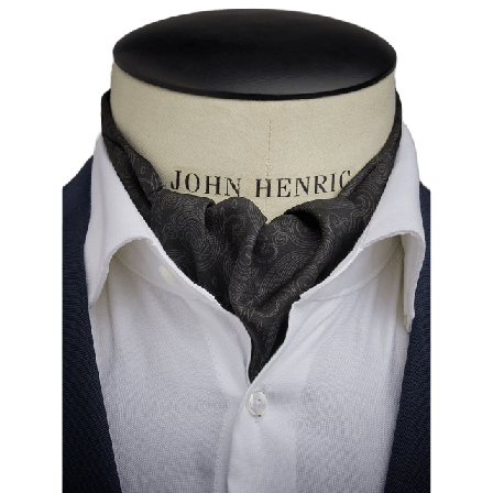 John Henric Silk Double Pointed Ascot Formal Kostymtillbehör Herr Svart ONESIZE