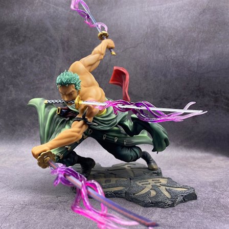 Ny One Piece 10cm Anime Figur Roronoa Zoro Tre-Blade Sa-maximum Manga Anime Staty Actionfigur Samlarmodell Barnleksak (Dai Jian Qi)
