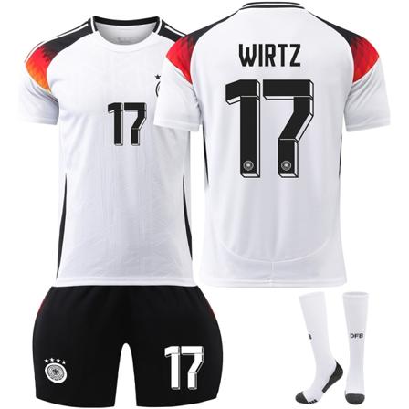 2024 UEFA EM No.17 WIRTZ Barnfotbollströja Kit Home Black 28