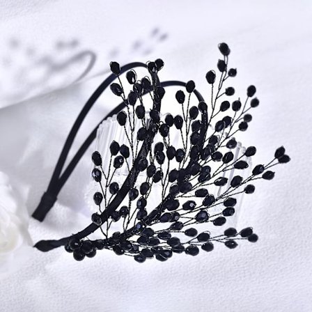 Halloween Party Dame Hårbøjle, Sort Perlebesat Dobbeltlags Hårtilbehør, Velegnet til Hverdagsbrug og Fødselsdagssammenkomster Yxa214B-Sort