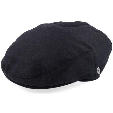 Jaxon & James - Schwarz flatcap Cap - Pure Wool Harlem Black Flat Cap @ Hatstore