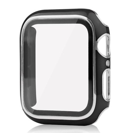 Apple Watch SE 2022 (40mm) dual color electroplating cover with tempered glass - Black / Silver