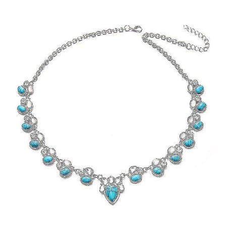 Kvindehalskæde, Turkis Boho Blomsterhalskæde Festlig Fødselsdagsgave