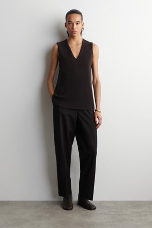 COS Women's Chaleco De Lana Con Cuello De Pico in Marrón