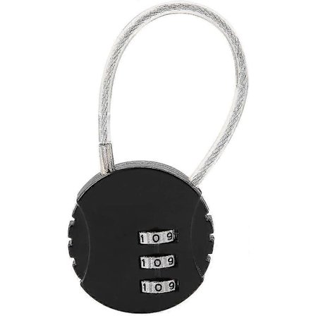 Sikkerhetshengelås, kombinasjonslås reisehengelås med stålkabel 3 sifre bagasjehengelås for kofferter og ryggsekker akvarium