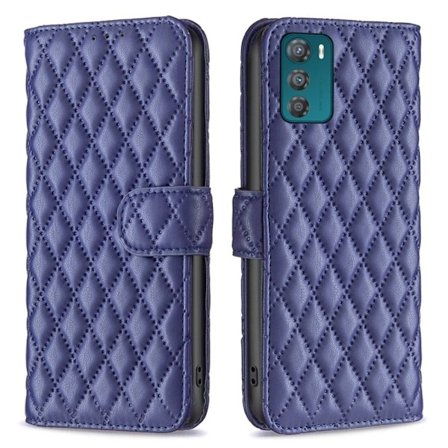 Rombemønster, matt flip-deksel for Motorola Moto G42 - Blå