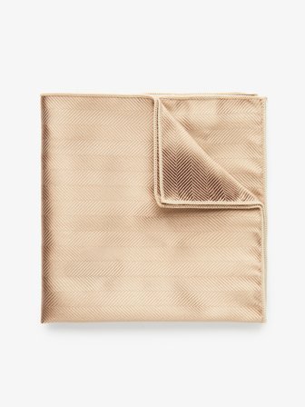 John Henric Men's Champagnerfarbenes Einstecktuch mit Fischgrätenmuster Size Onesize