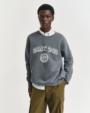 GANT Herren Graphic Rundhals-Sweatshirt (L) Grau