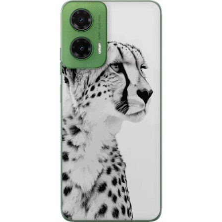 Motorola Moto G35 Läpinäkyvä kuori Tyylikäs mustavalkoinen lähikuva gepardista, jolla on rauhallinen katse ja elegantit merkit korostavat sen voi