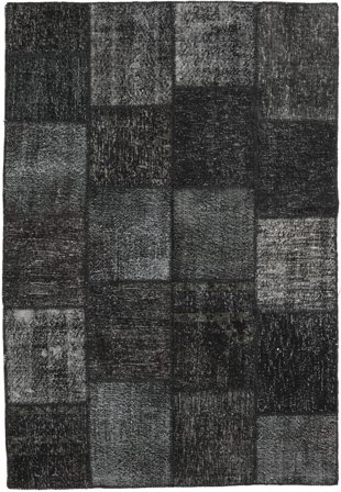Hand Knotted Patchwork Rug 159X232 Wool Dark Grey/Grey Small