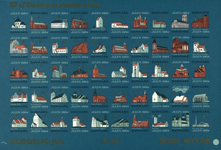 Danmark - Julemærkeark 1964 - Utakket - Ufoldet
