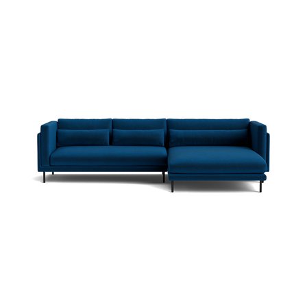 Bali Chaiselong Sofa, Højrevendt, Riviera Blå, Stor Familie Sofa - Slidstærk, Komfortabel, Nozag Fjedre - 295x170x76cm - Chaiselong Sofa