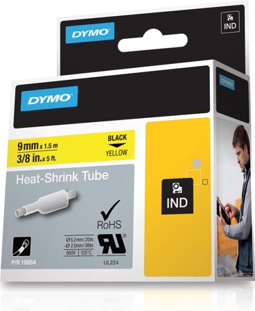 DYMO RHINOPRO 3/8IN YLW HEAT SHRINK TUBES