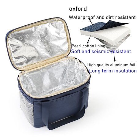 Isolasjonsbag for skole, jobb, piknik, stor marineblå