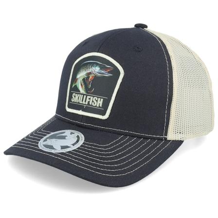 Skillfish - Svart trucker Caps - Muskellunge Muskie Black/Golden Stone Contrast Trucker @ Hatstore