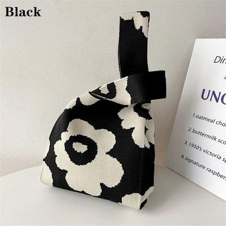 Stickad Handväska SVART - high quality