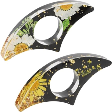 Blomster Bokholder, 2 Stykker Håndlaget Tommel Boksideholder Harpiks Lesetilbehør Ring Bokåpner Blomster Bokmerke