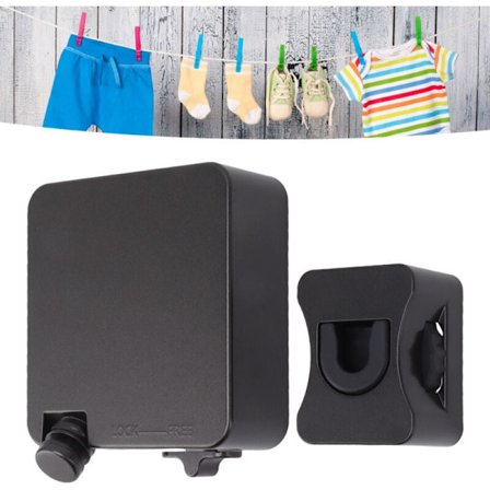 6M Kraftig Udtrækkelig Tørresnor i Rustfrit Stål - 25 kg Belastning, Vægmonteret, Justerbar til Hjem u0026 Rejse (Sort)