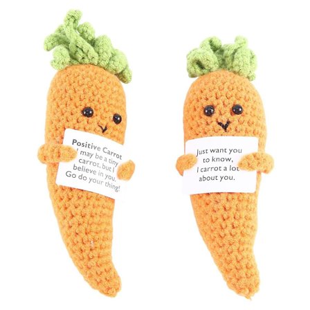 2 stk. Sjove Positive Gaver Mini Strikket Dukke med Positivt Kort Søde Positive Gaver til Voksne Børn L