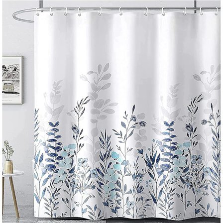 Badrumsduschdraperi, Blå och Grå Duschdraperi, Akvarellblomma Duschdraperi 180cm*180cm