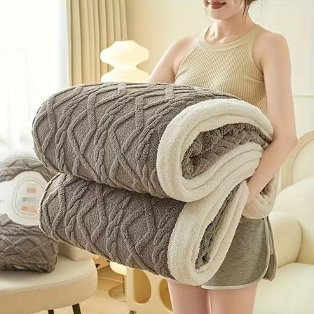 Året runt-täcke i taftfleece, förtjockad lammskinnsfleece och korallfleece, liten kontorsfilt för tuppluren 150*200cm Mörkgrå