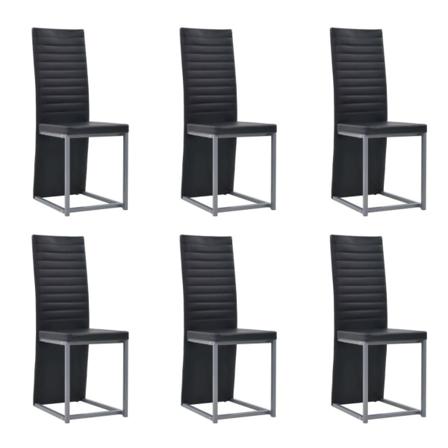 Vidaxl Matgrupp 7 Delar Stål Och Härdat Glas Svart Svart