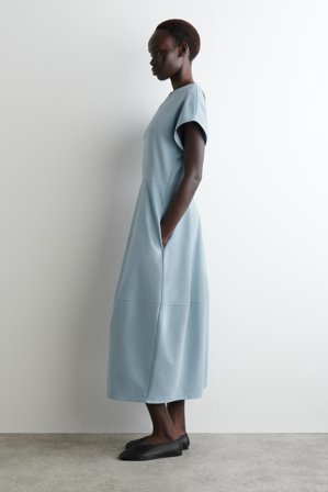 COS Femme Robe Midi Sculptée En Coton in Turquoise