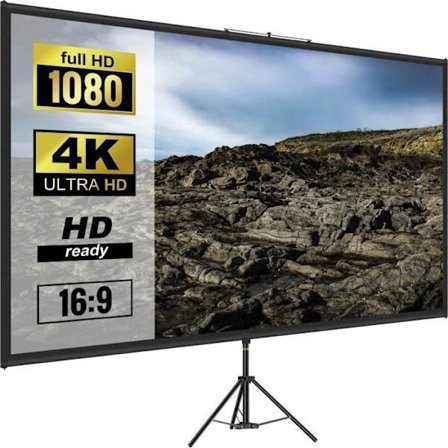 VEVOR 100" Projektorskærm med stativ - HD 16:9, 4K, 160° - Polyester & Aluminium