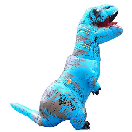 Uppblåsbar dinosauriekostym Halloween Cosplay barn Blå Tyrannosaurus Rex