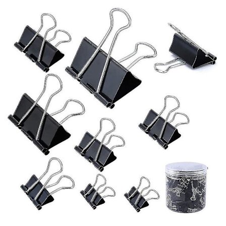 120pcs Large Binder Clips Compatible With Paper Metal Clip Office School (black)