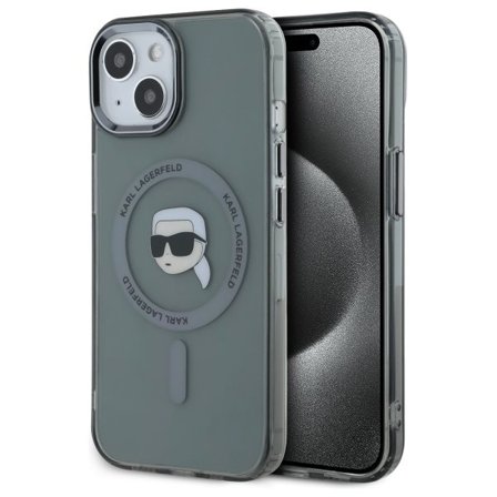 Karl Lagerfeld KLHMP15SHLSKIK iPhone 15 6,1" svart/svart hardcase IML Metal Karl Head MagSafe