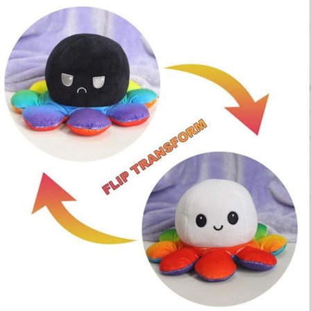 Flip Octopus Doll Figur Dubbelsidig Flip Octopus, 20cm