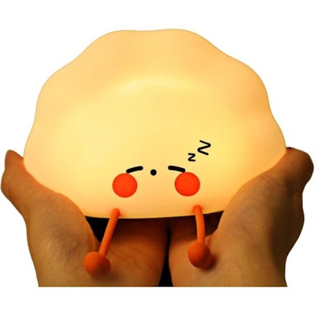 Nattlampe i dumplingform, LED silikon nattbordslampe, soveromsnattlampe, dobbel justerbar fargetemperatur med varmt hvitt lys