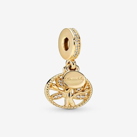 Pandora - Glitrende Familjetre Hengende Sjarm - 14k gullbelegg